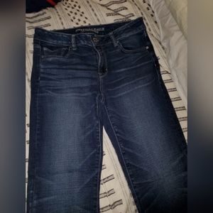 American Eagle, dark blue, size 14, straight stretch jeans. Like new